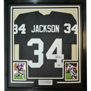 imageFramed Facsimile Autographed Bo Jackson 35x39 Oakland Las Vegas Black Reprint Laser Auto Football Jersey Size Mens XL