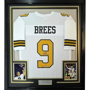 imageFramed Facsimile Autographed Drew Brees 35x39 New Orleans Color Rush Reprint Laser Auto Football Jersey Size Mens XL
