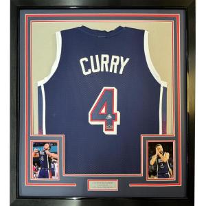 imageFramed Facsimile Autographed Stephen Steph Curry 35x39 2024 United States Team USA Blue Reprint Laser Auto Basketball Jersey