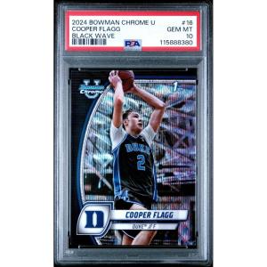 imageGraded 2024 Topps Bowman Chrome U Cooper Flagg 16 Black Wave Rookie RC Basketball Card PSA 10 Gem Mint