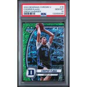 imageGraded 2024 Topps Bowman Chrome U Cooper Flagg 16 Green Shimmer Rookie RC Basketball Card PSA 10 Gem Mint