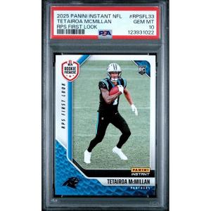 imageGraded 2025 Panini Instant Tetairoa McMillan RPSFL33 RPS First Look Rookie RC Football Card PSA 10 Gem Mint