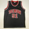 imageAutographedSigned Dennis Rodman Chicago Black Basketball Jersey JSA COA