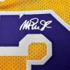 imageFacsimile Autographed Earvin Magic Johnson Los Angeles LA Yellow Reprint Laser Auto Basketball Jersey Size Mens XL