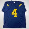 imageFacsimile Autographed Jim Harbaugh Michigan Blue Reprint Laser Auto College Football Jersey Size Mens XL