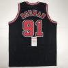imageAutographedSigned Dennis Rodman Chicago Black Basketball Jersey JSA COA