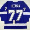 imageAutographedSigned Victor Hedman Tampa Bay Blue Hockey Jersey JSA COA