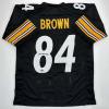 imageFacsimile Autographed Antonio Brown Pittsburgh Black Reprint Laser Auto Football Jersey Size Mens XL