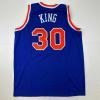 imageFacsimile Autographed Bernard King New York Blue Reprint Laser Auto Basketball Jersey Size Mens XL