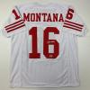 imageFacsimile Autographed Joe Montana San Francisco White Reprint Laser Auto Football Jersey Size Mens XL