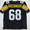 imageFacsimile Autographed LC LC Greenwood Pittsburgh Black Reprint Laser Auto Football Jersey Size Mens XL