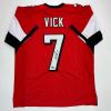 imageFacsimile Autographed Michael Mike Vick Atlanta Red Reprint Laser Auto Football Jersey Size Mens XL