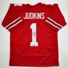 imageFacsimile Autographed Quinshon Judkins Ohio State Red Reprint Laser Auto College Football Jersey Size Mens XL