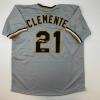 imageFacsimile Autographed Roberto Clemente Pittsburgh Grey Reprint Laser Auto Baseball Jersey Size Mens XL