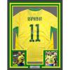 imageFramed AutographedSigned Raphinha Raphael Belloli 35x39 Brazil Yellow Soccer Jersey Beckett BAS COA
