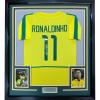 imageFramed AutographedSigned Ronaldinho 35x39 Brazil Yellow Soccer Futbol Jersey Beckett BAS COA