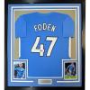 imageFramed Facsimile Autographed Phil Foden 35x39 Manchester City Blue Reprint Laser Auto Soccer Jersey