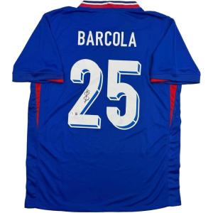 imageAutographedSigned Bradley Barcola France French National Team Blue Soccer Jersey Beckett BAS COA