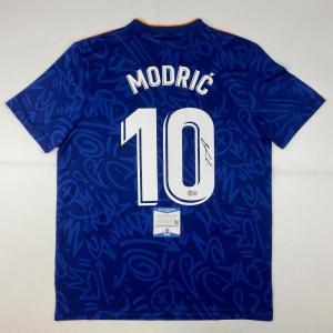 imageAutographedSigned Luka Modric Real Madrid Blue Soccer Jersey Beckett BAS COA
