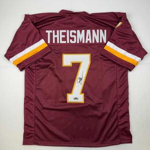 imageFacsimile Autographed Joe Theismann Washington Red Reprint Laser Auto Football Jersey Size Mens XL