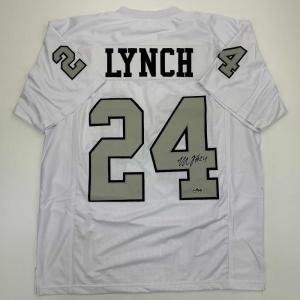 imageFacsimile Autographed Marshawn Lynch Oakland Las Vegas Color Rush Reprint Laser Auto Football Jersey Size Mens XL