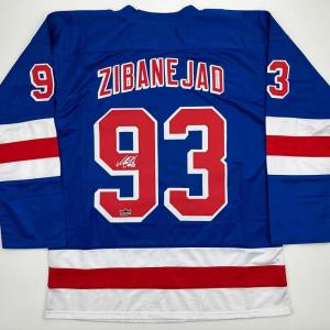imageFacsimile Autographed Mika Zibanejad New York Blue Reprint Laser Auto Hockey Jersey Size Mens XL