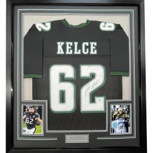 imageFramed AutographedSigned Jason Kelce 33x42 Philadelphia Black Football Jersey JSA COA