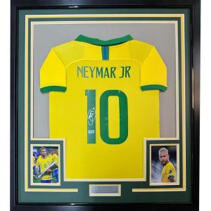 imageFramed AutographedSigned Neymar Jr 35x39 Brazil Soccer Futbol Jersey Beckett BAS COA