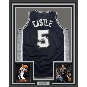 imageFramed AutographedSigned Stephon Castle 35x39 San Antonio Black Basketball Jersey JSA COA