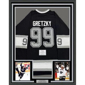 imageFramed AutographedSigned Wayne Gretzky 35x39 Los Angeles Kings Black Mitchell amp Ness Vintage Hockey Jersey Fanatics COA