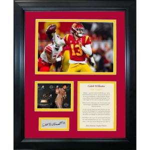 imageFramed Caleb Williams Heisman Trophy Winner Facsimile Laser Engraved Signature Auto USC Trojans 11x14 College Football Photo Sig Collage