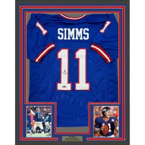imageFramed Facsimile Autographed Phil Simms 35x39 New York Blue Reprint Laser Auto Football Jersey