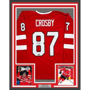 imageFramed Facsimile Autographed Sidney Crosby 35x39 Canada Red 2025 4 Nations FaceOff Reprint Laser Auto Hockey Jersey