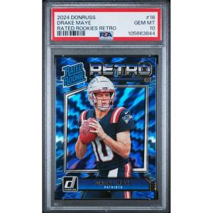 imageGraded 2024 Panini Donruss Drake Maye 16 Rated Rookies Retro Rookie RC Football Card PSA 10 Gem Mint