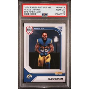imageGraded 2024 Panini Instant NFL Blake Corum RPSFL3 RPS First Look Rookie RC Football Card PSA 10 Gem Mint