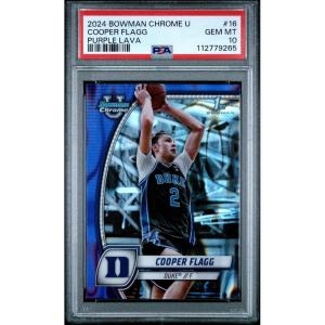 imageGraded 2024 Topps Bowman Chrome U Cooper Flagg 16 Purple Lava Rookie RC Basketball Card PSA 10 Gem Mint