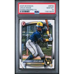 imageGraded 2025 Topps Bowman Jesus Made BP66 Paper Prospects Rookie RC Baseball Card PSA 10 Gem Mint