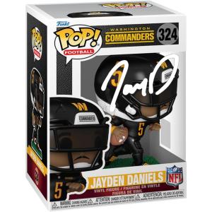imageJayden Daniels 324 Facsimile Signed Reprint Laser Autographed Funko POP Football Washington Commanders Figurine with Protector Case