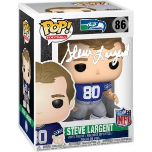 imageSteve Largent 86 Facsimile Signed Reprint Laser Autographed Funko POP Legends Seattle Seahawks Figurine with Protector Case