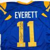 imageAutographedSigned Jim Everett 2x Passing TD Leader Los Angeles LA Blue Football Jersey Beckett BAS COA