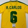 imageAutographedSigned Roberto Carlos Brazil Yellow Retro Soccer Jersey Beckett BAS COA