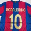 imageAutographedSigned Ronaldinho Barcelona BlueRed Soccer Jersey Beckett BAS COA