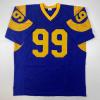 imageFacsimile Autographed Aaron Donald Los Angeles LA Royal Blue Retro Reprint Laser Auto Football Jersey Size Mens XL