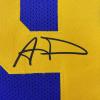 imageFacsimile Autographed Aaron Donald Los Angeles LA Royal Blue Retro Reprint Laser Auto Football Jersey Size Mens XL