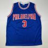 imageFacsimile Autographed Allen Iverson Philadelphia Blue Reprint Laser Auto Basketball Jersey Size Mens XL