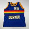imageFacsimile Autographed Dikembe Mutombo Denver Blue Reprint Laser Auto Basketball Jersey Size Mens XL