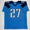 imageFacsimile Autographed Eddie George Tennessee Blue Reprint Laser Auto Football Jersey Size Mens XL