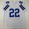 imageFacsimile Autographed Emmitt Smith Dallas White Reprint Laser Auto Football Jersey Size Mens XL
