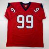imageFacsimile Autographed JJ JJ Watt Houston Red Reprint Laser Auto Football Jersey Size Mens XL