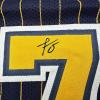 imageFacsimile Autographed Jermaine ONeal Indiana Blue Pinstripe Reprint Laser Auto Basketball Jersey Size Mens XL
